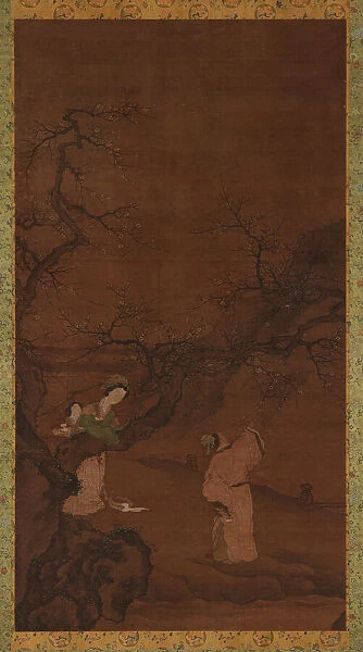 Man and woman enjoying plum blossoms, Ming or Qing dynasty, 15th-18th century