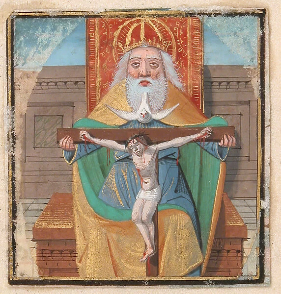 Manuscript Illumination with the Trinity, from a Book of Hours, late 15th century
