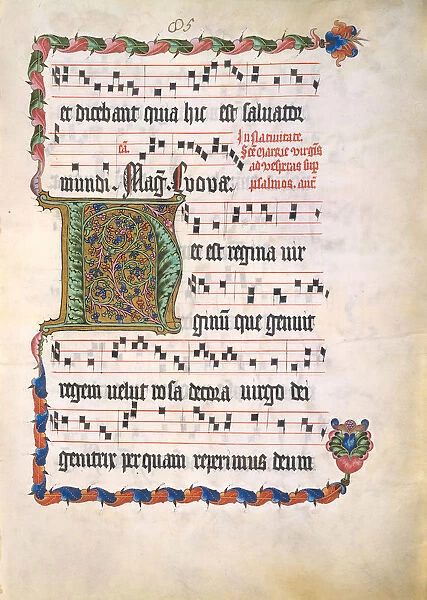 Manuscript Leaf with Initial H, from an Antiphonary, second quarter 15th century. Creator: Unknown