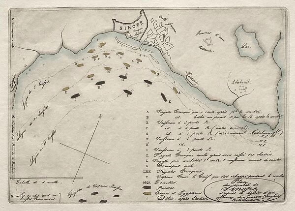 Map of the Battle of Sinope, 1853. Creator: Charles Meryon (French, 1821-1868)
