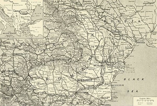 Map Indicating the Area of the Rumanian Campaign, 1917. Creator: Unknown