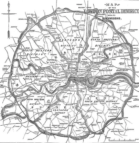 Map of the London Postal District with its Subdivisions, 1857. Creator: Unknown