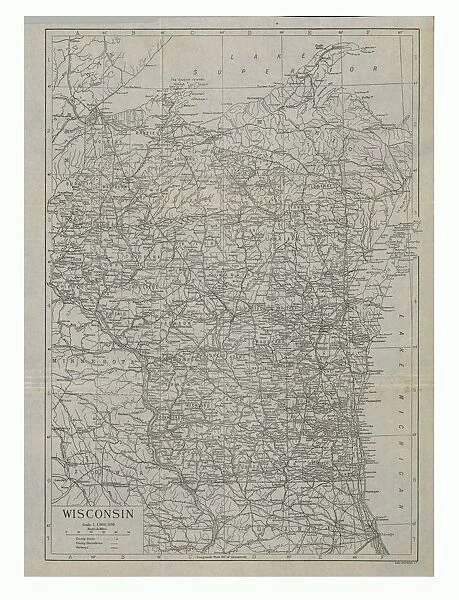 Map of Wisconsin, c1900. Artist: Carl Hentschel