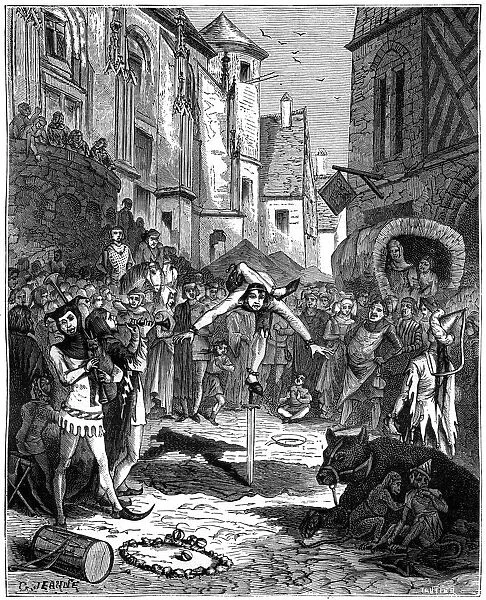 Medieval acrobat and street entertainment, 1882-1884