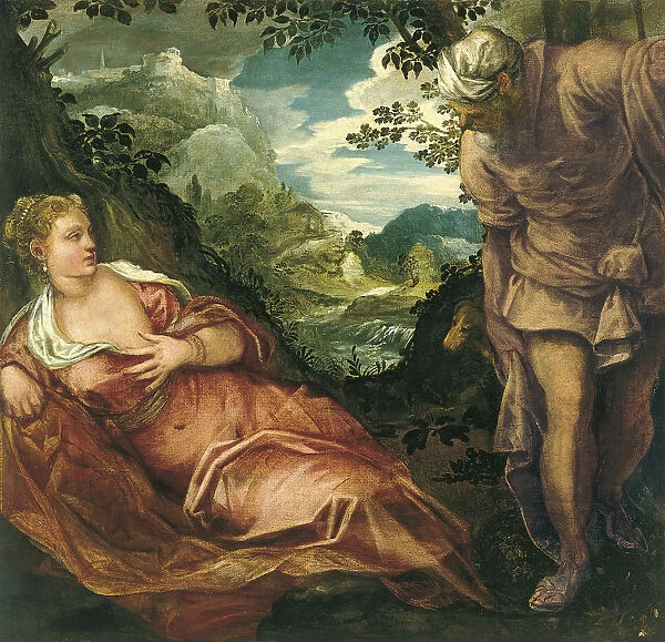 The Meeting of Judah and Tamar. Artist: Tintoretto, Jacopo (1518-1594)