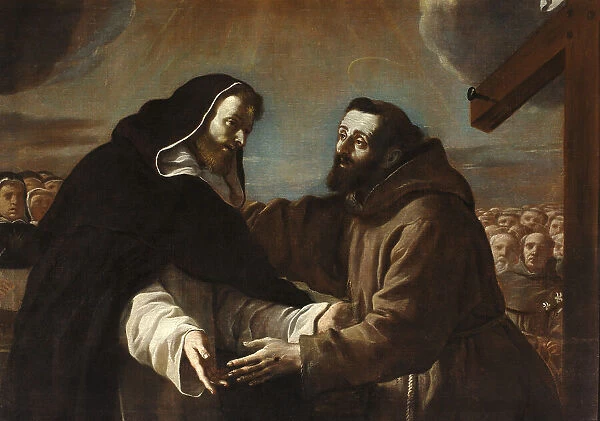 The meeting of Saint Francis with Saint Dominic, c.1665. Creator: Preti, Mattia (1613-1699)