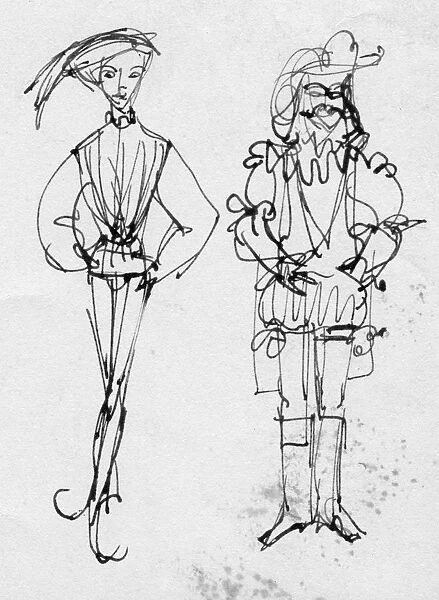 Men in period costume, c1950. Creator: Shirley Markham