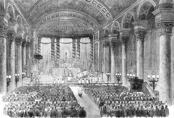 Midnight Mass at St. Mary's, Moorfields, on Christmas Eve, 1862. Creator: J. Williamson