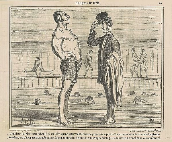 Monsieur, Auriez-vous la bonté de me dire... 19th century. Creator: Honore Daumier