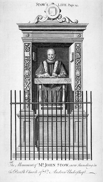 Monument to John Stow in St Andrew Undershaft, City of London, c1750
