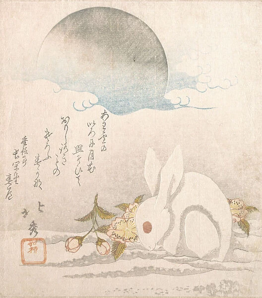 Moon; White Hare in Snow, probably 1819. Creator: Taisosai Hokushu