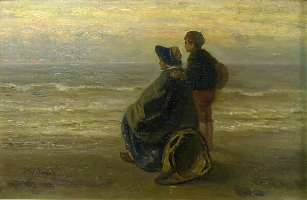 Mother and Child on a Seashore, c. 1890. Creator: Jozef Israels