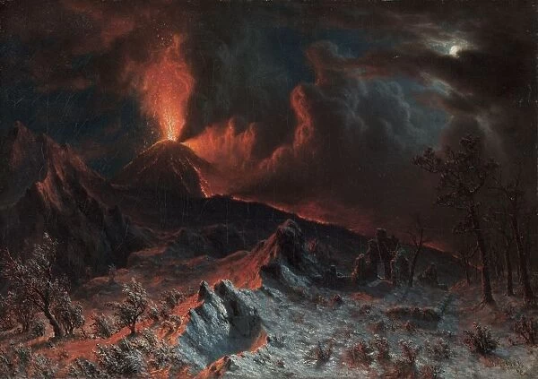 Mount Vesuvius at Midnight, 1868. Creator: Albert Bierstadt (American, 1830-1902)
