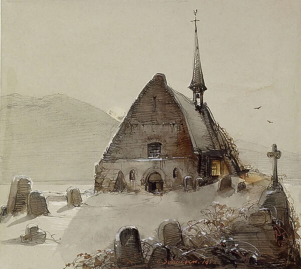 Mountain Scene, 1852. Creator: Caspar Scheuren