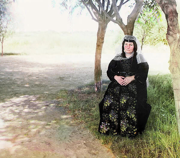 Mugan Steppe: Georgian woman in a folk costume, between 1905 and 1915. Creator: Sergey Mikhaylovich Prokudin-Gorsky