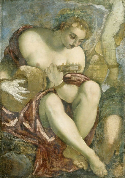 Muse With a Lute, Second half of the16th cen Creator: Tintoretto, Jacopo (1518-1594)