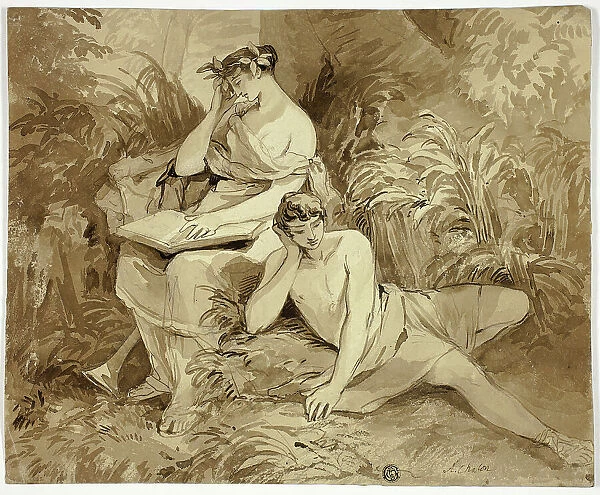 Muse and Poet, n.d. Creator: Alfred Chalon