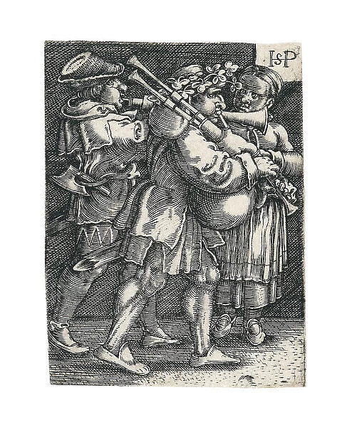 Two musicians and a woman. Creator: Beham, Hans Sebald (1500-1550)