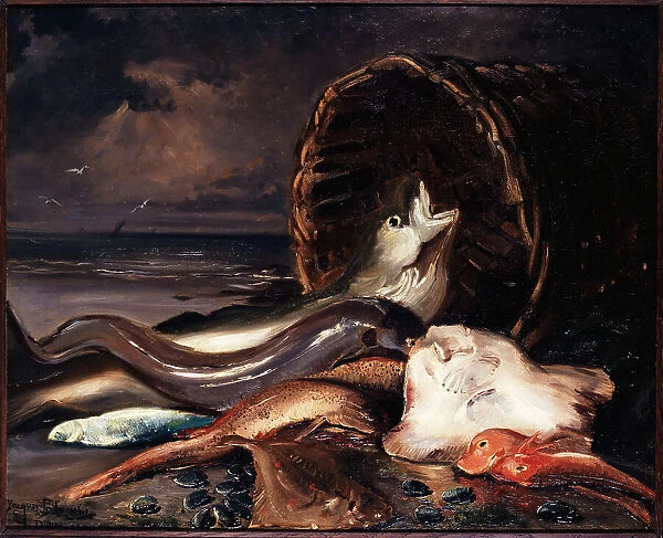 Nature morte aux poissons, Dieppe, 1878. Creator: Jacques Emile Blanche