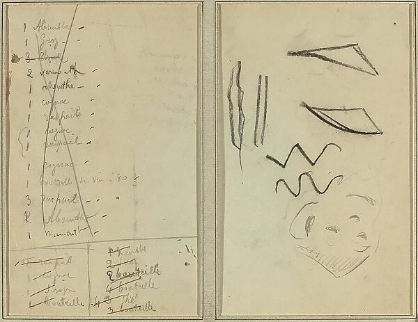Neige (Snow); Itinerary [recto], 1884-1888. Creator: Paul Gauguin