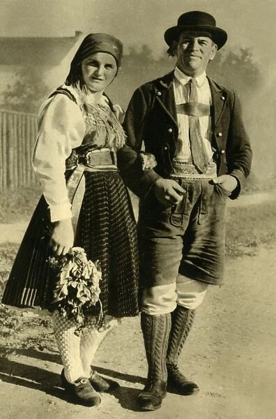 Newlyweds in traditional costume, Carinthia, Austria, c1935. Creator: Unknown