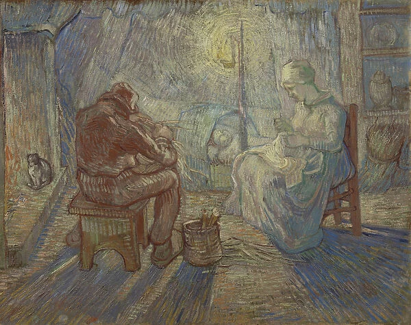Night (after Millet), 1889. Artist: Gogh, Vincent, van (1853-1890)