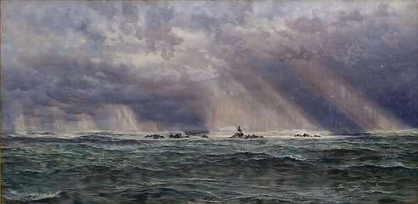 A North West Gale off the Longships Lighthouse, 1873. Creator: John Brett