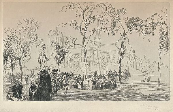 Notre Dame viewed from the Quai Montebello, 1915. Artist: Auguste Lepere
