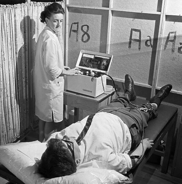 Nurse using a Cardiopan machine, Rotherham, South Yorkshire, 1967