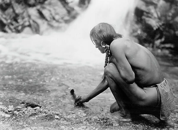 An offering at the waterfall-Nambe, 1927 Creator: Edward Sheriff Curtis