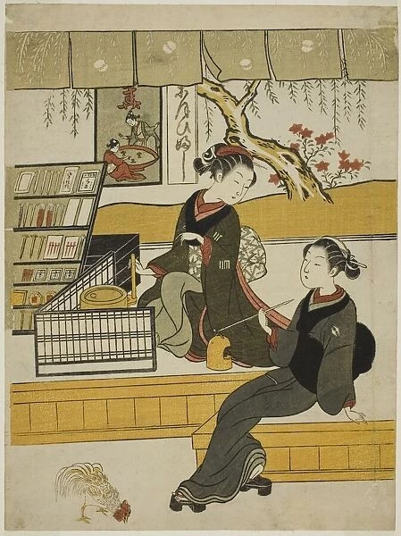 Ofuji, the Shop Girl of the Motoyanagiya, with a Customer, c. 1769