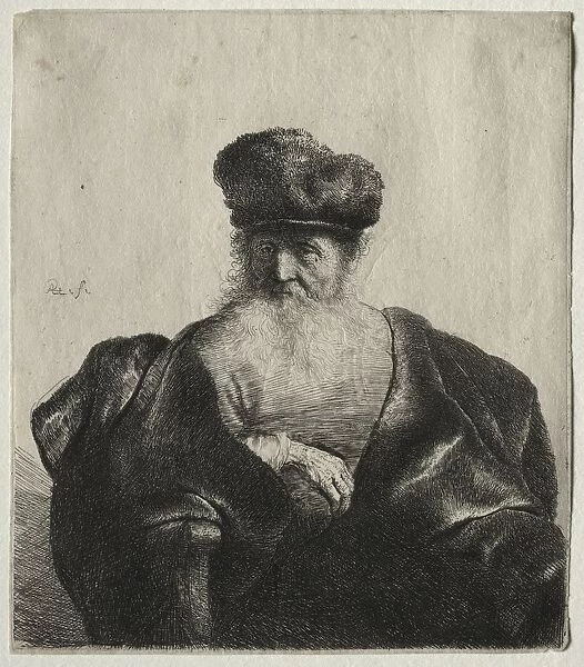 Old Man with Beard, Fur Cap, and Velvet Cloak, c. 1632. Creator: Rembrandt van Rijn (Dutch
