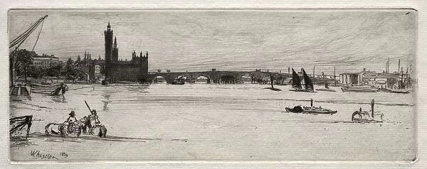 Old Westminster Bridge, 1871. Creator: James McNeill Whistler (American, 1834-1903)