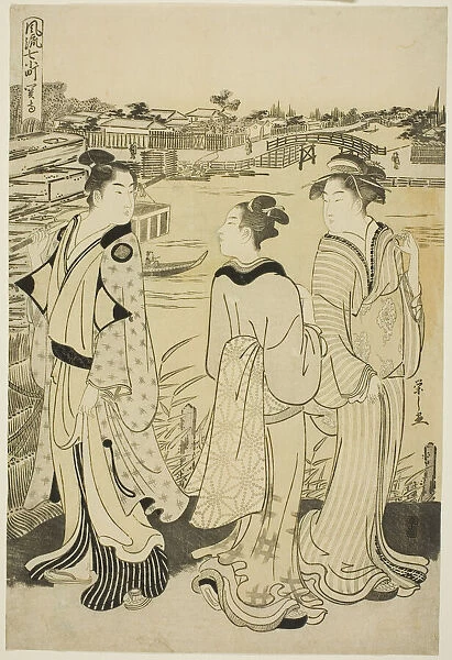 Ono no Komachi at Seki Temple, from the series The Fashionable Seven Komachi... about 1788. Creator: Hosoda Eishi