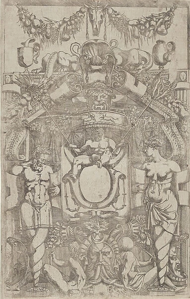 Ornament with a Small Empty Oval, 1540-45. Creator: Antonio Fantuzzi