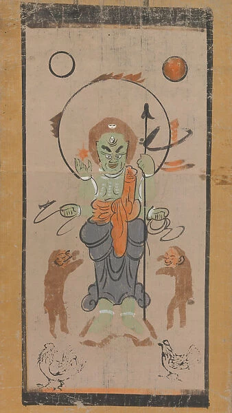 Otsu-e of Shomen Kongoyasha (Vajrayaksha), 17th century. Creator: Unknown
