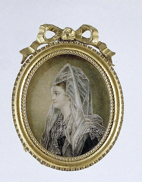 Painting depicting a woman with a veil, c.1850-c.1899. Creator: Unknown