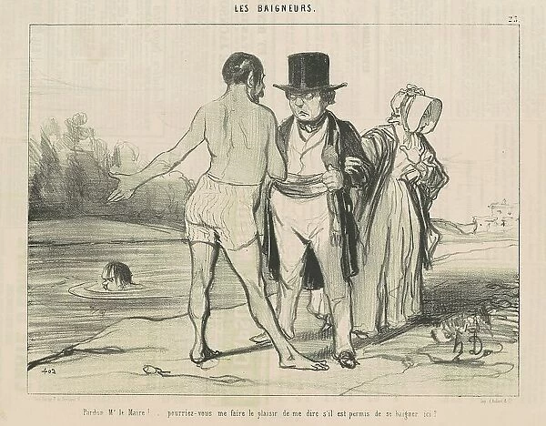 Pardon, Mr Le Maire!... pourriez-vous... 19th century. Creator: Honore Daumier
