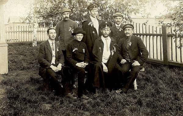 Participants of the bird cherry festival at the Znamensky glass factory, 1913-1914. Creator: S. Ia. Mamontov