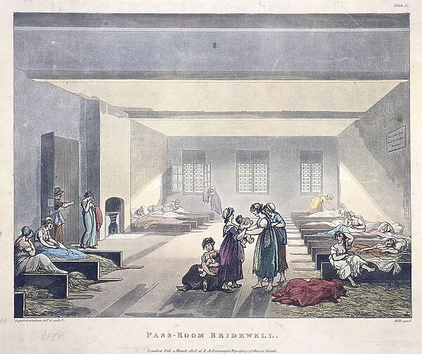 Pass-Room Bridewell, 1808. Artist: Hill