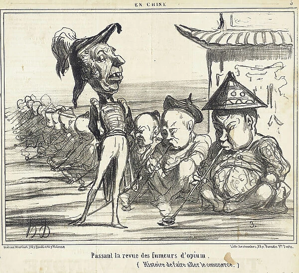 Passant la revue des fumeurs d'opium, 1858. Creator: Honore Daumier