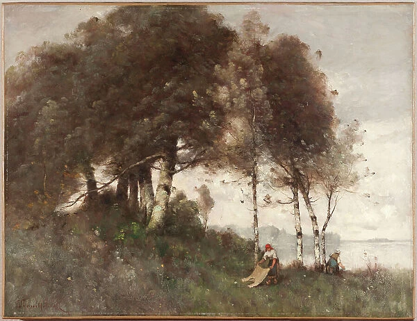 Paysage aux lavandières, after 1870. Creator: Paul-Désiré Trouillebert