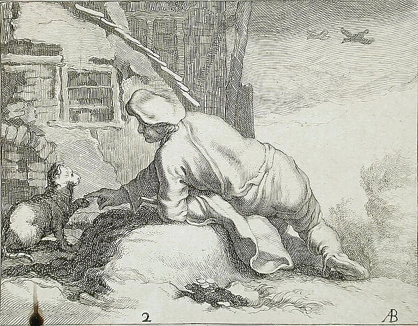 Peasant and Cat, 17th century. Creator: Frederick Bloemaert