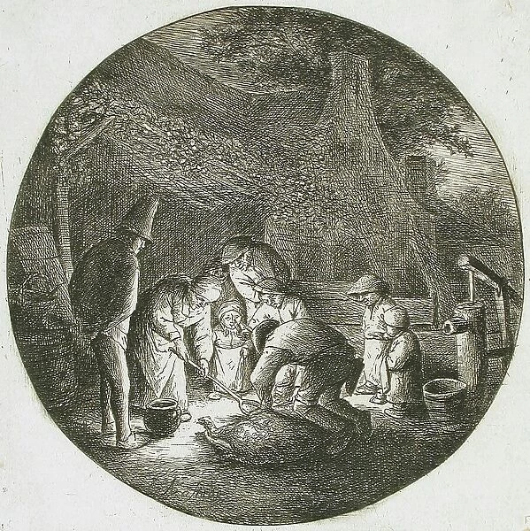 Peasants Killing a Pig, c1642. Creator: Adriaen van Ostade