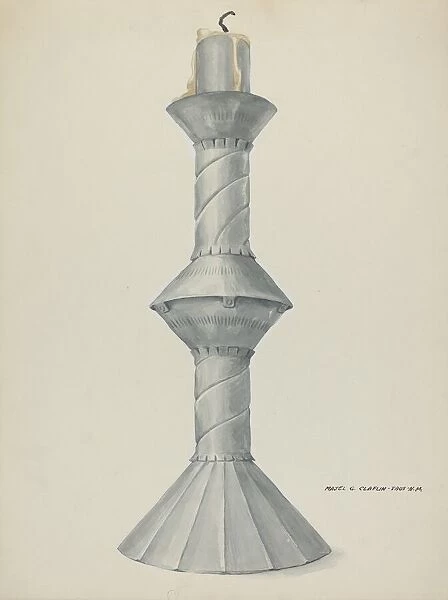 Penitente Altar Candle Stick, c. 1937. Creator: Majel G. Claflin