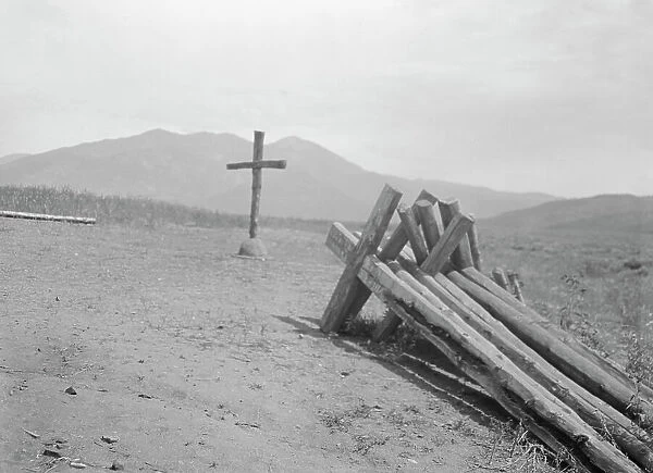 [Penitente crosses near Taos mountain. Taos, New Mexico area views], between 1899 and 1928. Creator: Arnold Genthe
