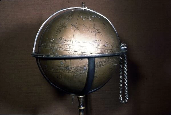 Persian Brass Celestial Globe Brass, engraved and inlaid with silver, 1430-1431. Artist: Muhammad ibn Jafar ibn Umar