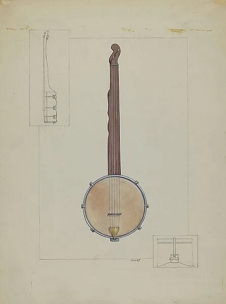 Plantation Banjo, c. 1937. Creator: Floyd R. Sharp