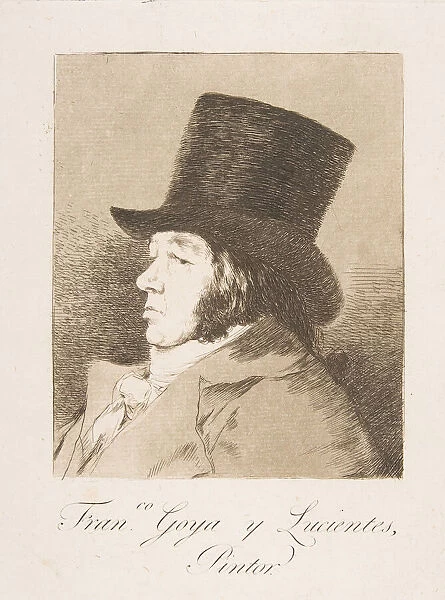 Plate 1 from Los Caprichos : Self-portrait of Goya ( Franco
