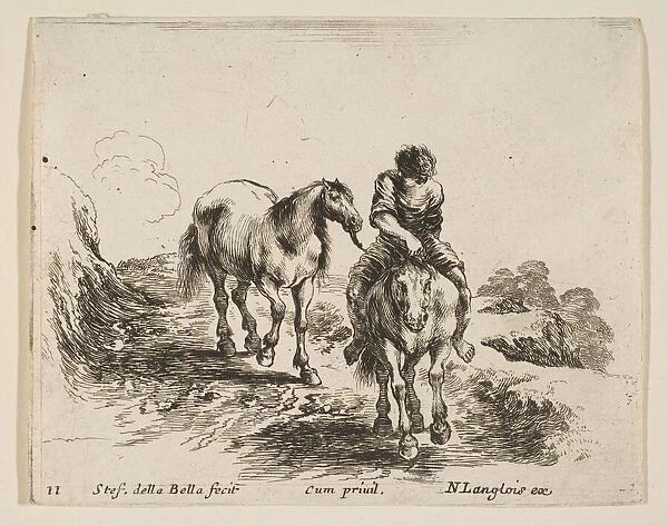 Plate 11: a young horseman, seen from the front, leading another horse, from Diver